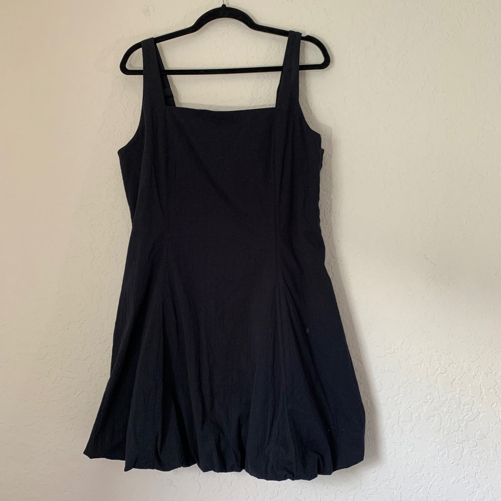 Abercrombie Fitch Dress Mila Bubble Hem Mini XL Black Square Neck Coquette Chic - Picture 3 of 12